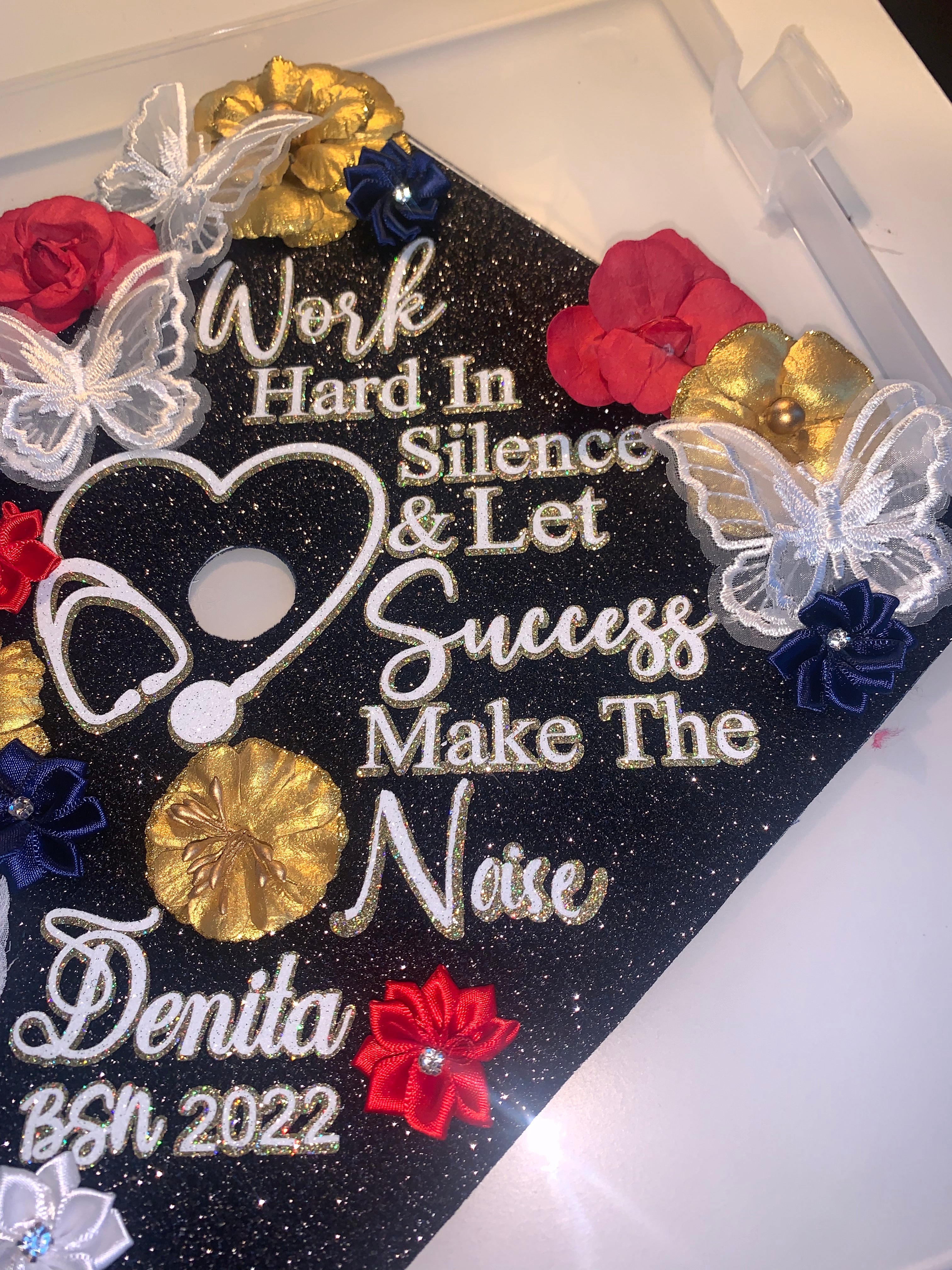 Decorated Graduation Grad Cap Topper for Seniors (High school, college, University, Trade).