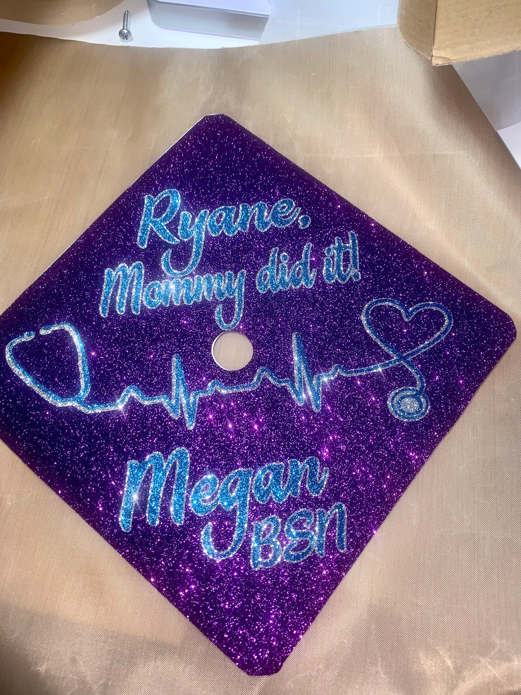 Decorated Graduation Grad Cap Topper for Seniors (High school, college, University, Trade).