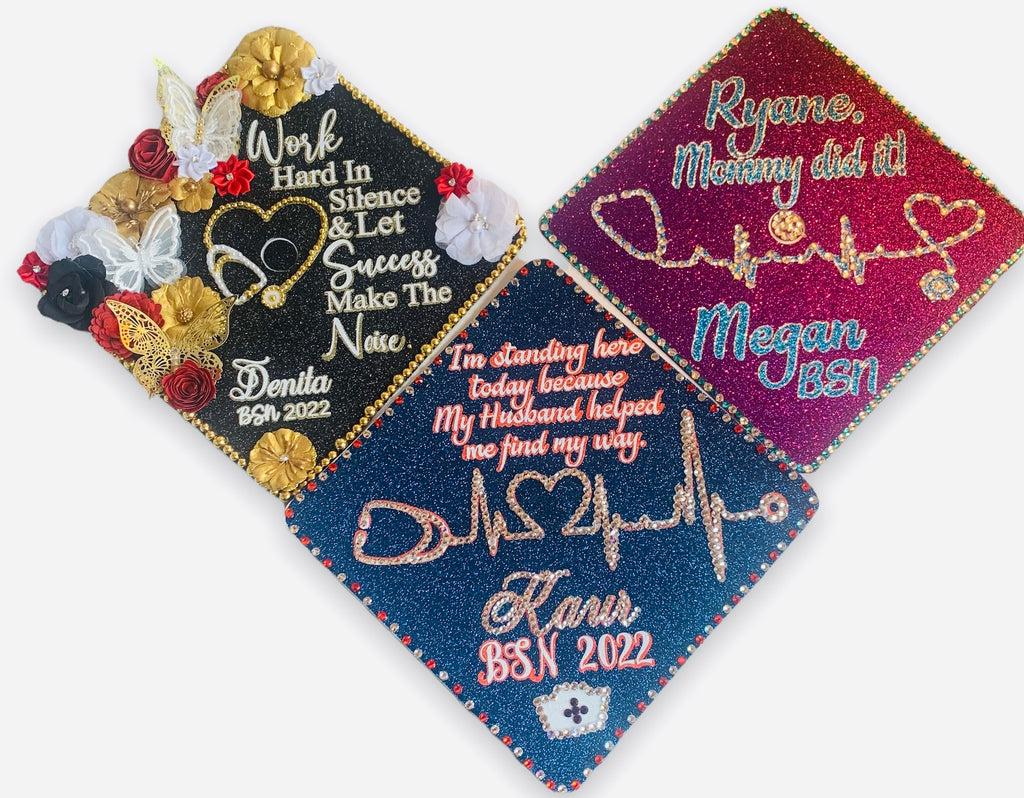 Decorated Graduation Grad Cap Topper for Seniors (High school, college, University, Trade).
